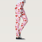 Trendrosa und rote Lippenstift-Drucke Leggings (Rechts)