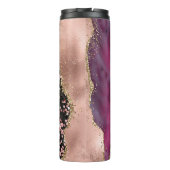 Trendrosa und Schwarz-Gold Glitzer Agate Thermosbecher (Rückseite)