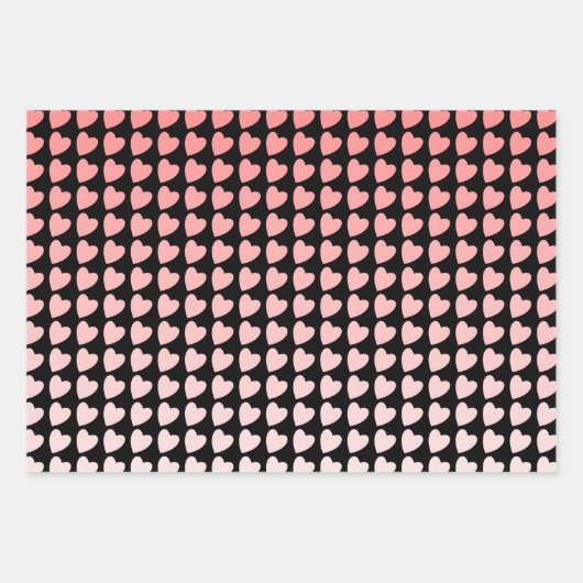 Trendrosa und Schwarz-Herz-Muster-Gradient Geschenkpapier Set (Vorderseite 2)