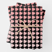Trendrosa und Schwarz-Herz-Muster-Gradient Geschenkpapier Set (Beispiel)