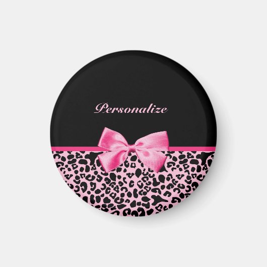 Trendrosa und schwarze Leoparden, rosa und rosafar Magnet (Vorne)