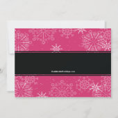 Trendrosa und schwarze Schneeflocken Einladung (Rückseite)