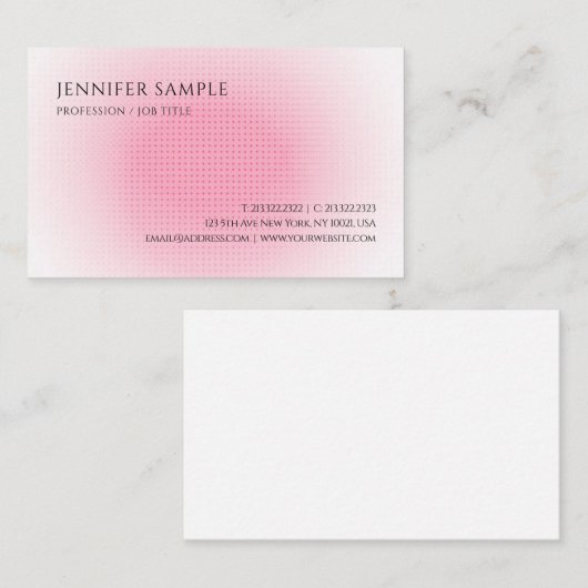 Trendrosa und weiß Moderne einfache Vorlage Visitenkarte (Vorne/Hinten)