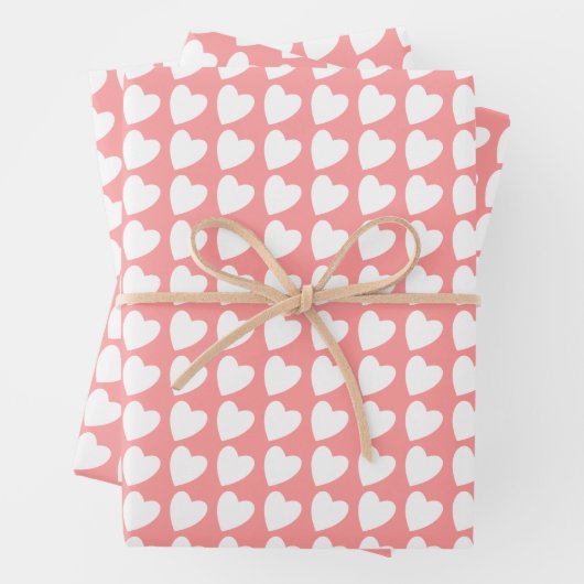 Trendrosa und weißes Herzmuster Geschenkpapier Set (Beispiel)