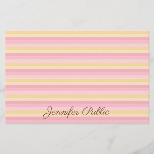 Trendrosa Vanille Yellow White Script Template Briefpapier (Vorderseite)