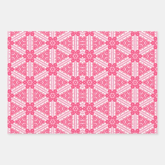 Trendrosa, weiße Formen geometrisches Muster Geschenkpapier Set (Vorderseite 3)