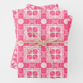 Trendrosa, weiße Formen geometrisches Muster Geschenkpapier Set (Beispiel)