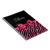 Trendrosa Zebra Print IMITATE Glitz Bow mit Namen Notizblock (Rechte Seite)