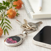 Trendrosa Zebra Print IMITATE Glitz Bow mit Namen Schlüsselanhänger (Seite)