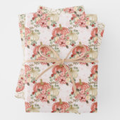 Trendrot Pink Pfirsichcreme Flroal Pumpkin Geschenkpapier Set (Beispiel)