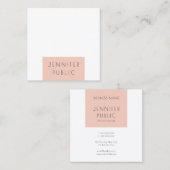 Trendrot Rosa Weiß Moderne Minimalistisch Quadratische Visitenkarte (Vorne/Hinten)