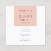 Trendrot Rosa Weiß Moderne Minimalistisch Quadratische Visitenkarte (Rückseite)