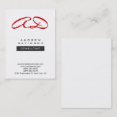 Trendrote, moderne Monogram-Visitenkarte Visitenkarte (Vorne/Hinten)