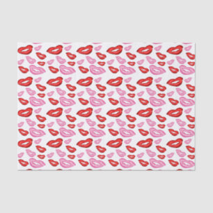 Trendrote und rosa Lippenstift-Drucke Seidenpapier