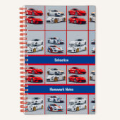 Trendrote und weiße Sportwagenfans Notizblock (Vorderseite)