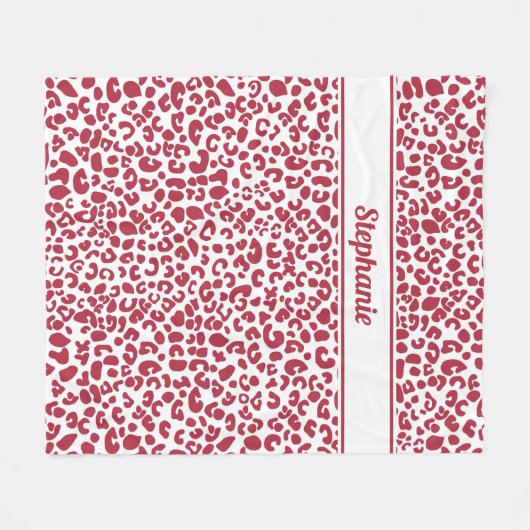 Trendroter und weißer Leoparddruck mit Namen Fleecedecke (Vorderseite (Horizontal))