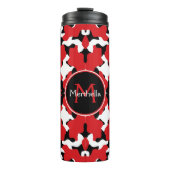 Trendrotes Schwarzes Kuh Print Monogram Thermosbecher (Vorderseite)