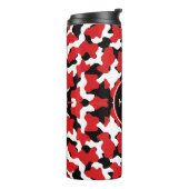 Trendrotes Schwarzes Kuh Print Monogram Thermosbecher (Nach links gedreht)