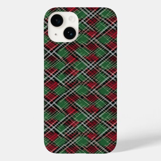 Trendrotes und grünes Weihnachtsmuster Kariert Case-Mate iPhone Hülle (Rückseite)