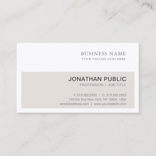 Trends Beruflich Modernes Einfaches Luxus Elegante Visitenkarte (Vorderseite)