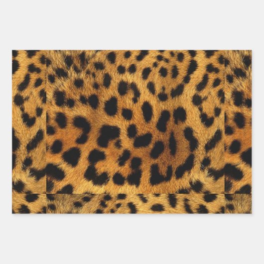 Trendschicker Tiermuster Braunleopard-Druck Geschenkpapier Set (Vorderseite 3)