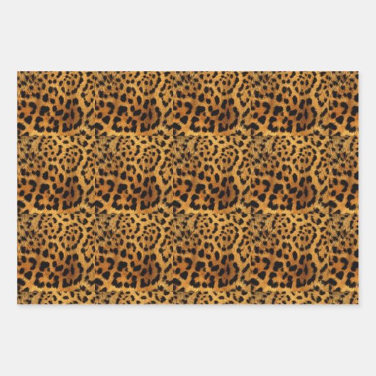 Trendschicker Tiermuster Braunleopard-Druck Geschenkpapier Set (Vorderseite 2)