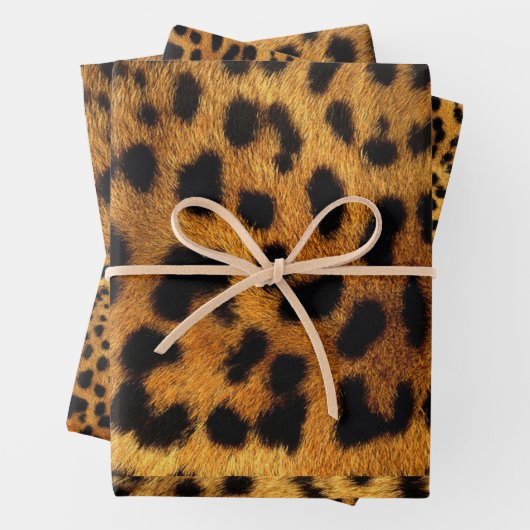 Trendschicker Tiermuster Braunleopard-Druck Geschenkpapier Set (Beispiel)