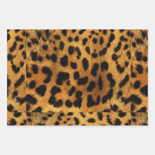 Trendschicker Tiermuster Braunleopard-Druck Geschenkpapier Set (Vorderseite)