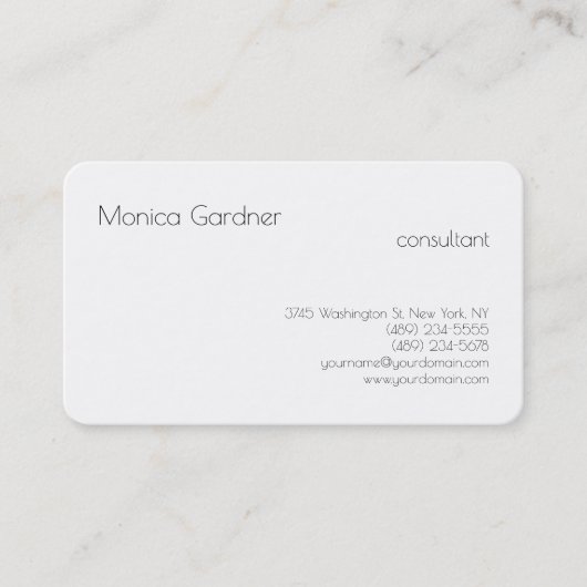 Trendschlichte Schlichte Kreativität Moderne Weiß Visitenkarte (Vorderseite)