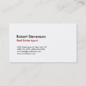 TrendSchlichte White Real Anwesen Agent Business C Visitenkarte (Rückseite)