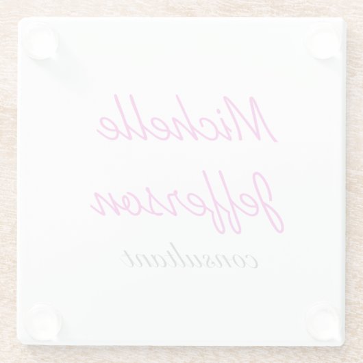 Trendschriftlich Pink White Clean Glasuntersetzer (Rückseite)