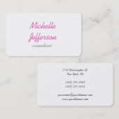 Trendschriftlich Pink White Clean Visitenkarte (Vorne/Hinten)