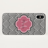 Trendschwarz angestrichene Scallops Pink Monogram Case-Mate iPhone Hülle (Rückseite (Horizontal))
