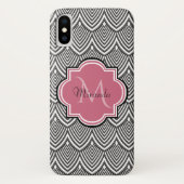 Trendschwarz angestrichene Scallops Pink Monogram  Case-Mate iPhone Hülle (Rückseite)