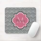 Trendschwarz angestrichene Scallops Pink Monogram  Mousepad (Mit Mouse)