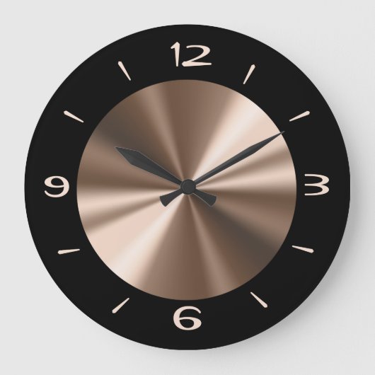 Trendschwarz mit Bronze-Center-Wall-Uhr Große Wanduhr (Vorderseite)