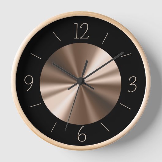 Trendschwarz mit Bronze-Center-Wall-Uhr Uhr (Vorderseite)