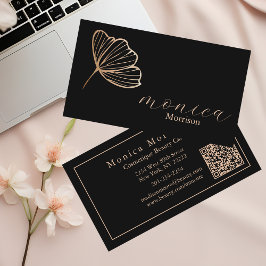 Trendschwarz & Rose Gold Hairstylist Business Card Visitenkarte
