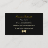 Trendschwarz und Gold Leopard Print Gold Ribbon Visitenkarte (Rückseite)