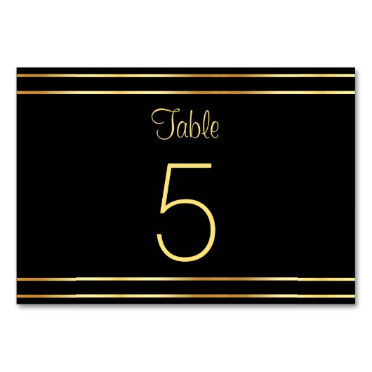 Trendschwarz und Gold Moderne glamouröse Vorlage Tischnummer (Rückseite)