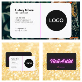 Trendschwarz und weiß als Nageltechniker Visitenkarte