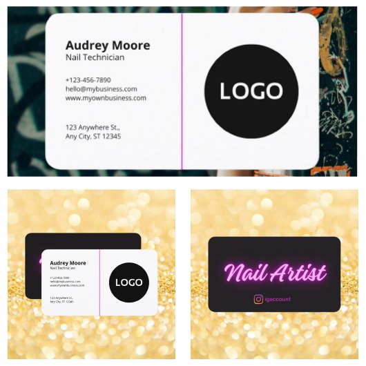 Trendschwarz und weiß als Nageltechniker Visitenkarte