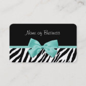 Trendschwarz und weiß Zebra Aqua Mint Ribbon Visitenkarte (Vorderseite)