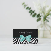 Trendschwarz und weiß Zebra Aqua Mint Ribbon Visitenkarte (Stehend Vorderseite)