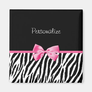 Trendschwarz und weiß Zebra Print rosa Band Magnet
