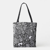 Trendschwarz-weiß Abstraktes Muster Tote Bag Tasche (Rückseite)