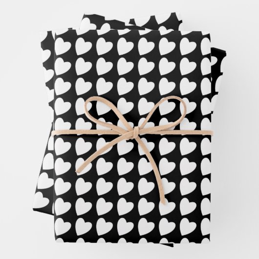 Trendschwarz-weiß-herz Muster Gradient Geschenkpapier Set (Beispiel)