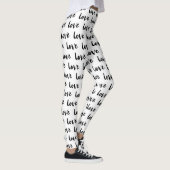 Trendschwarz-weiß-Liebe Typografie Leggings (Rechts)