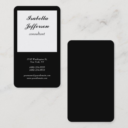 TrendSchwarz-weiß Modernes Minimalistisches Berufl Visitenkarte (Vorne/Hinten)