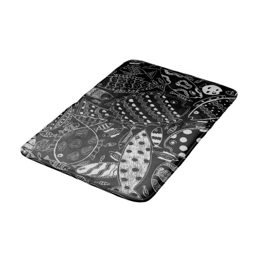 Trendschwarz-weiß-weißes Muster Badematte (Schrägansicht)